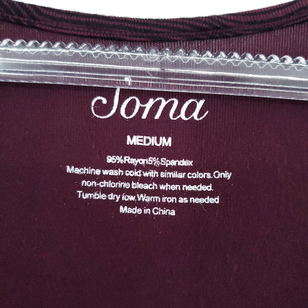 Soma Cold Shoulder Long Sleeve Tee Womens Medium Burgundy Black - Picture 2 of 8